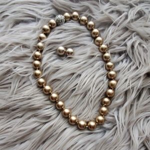 Champagne Faux Pearl Neclace Set